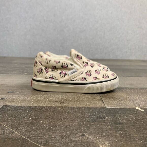 Vans Disney Edition Girls Size 5 Minnie Mouse Shoes Slip On All Over Print - Picture 1 of 11